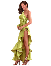 Show off Green Lime Ruffle Dress